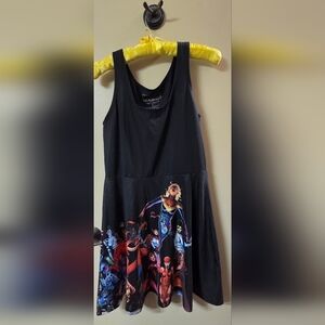 Marvel Black Dress with Superhero Print